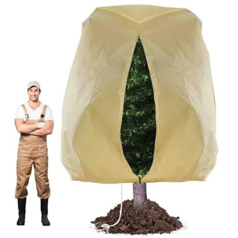 Grande housse pour plantes de 95 x 80 pouces avec tissu résistant au gel, épaisse toile d'hiver, fermeture éclair et cordon de serrage, coupe-vent, anti-insectes et résistante au gel. (1/5)
