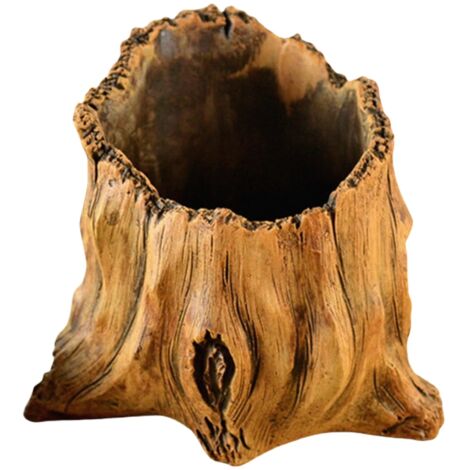 Vase en forme de tronc d'arbre réaliste, décoration d'aquarium en forme de tronc d'arbre en ciment, décoration pour terrarium d'animal de compagnie, décoration de jardin et d'aménagement paysager (1/4)