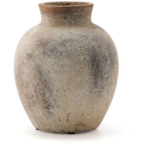 Vase vintage monobloc, vase décoratif rond en céramique rustique vintage fabriqué à la main, idéal pour les réunions de famille, le salon et la décoration de bureau.