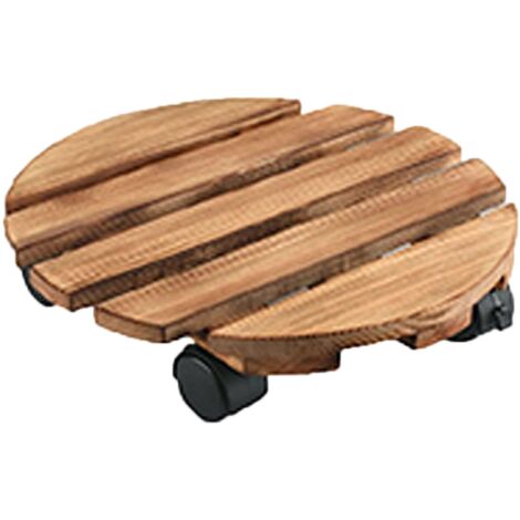 Chariot à plantes monobloc en bois moulé avec roues, support à plantes à roulettes robuste, équipé de roues pivotantes en métal verrouillables. (1/5)