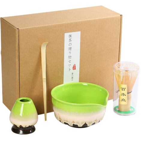 Service à matcha, 4 pièces – Ustensiles de style dynastie Song – Cérémonie japonaise – Vert ombré (1/5)