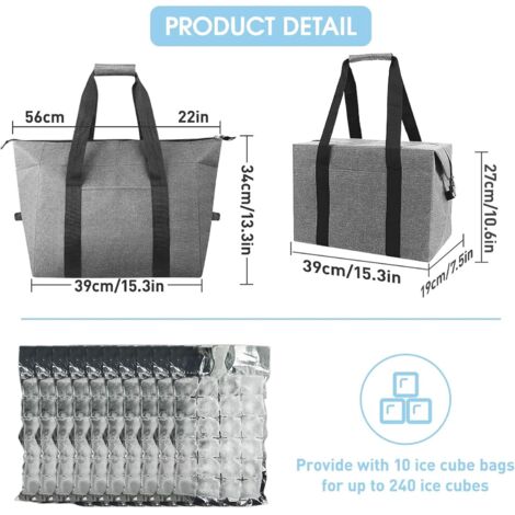 L.StarryIsland Grand Sac Isotherme Pliable 35L - 60 Canettes - Parfait Pour Pique-Niques, Camping & Plage