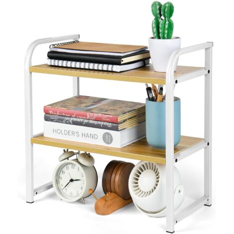 Étagère de comptoir double couche , bois blanc (1/5)