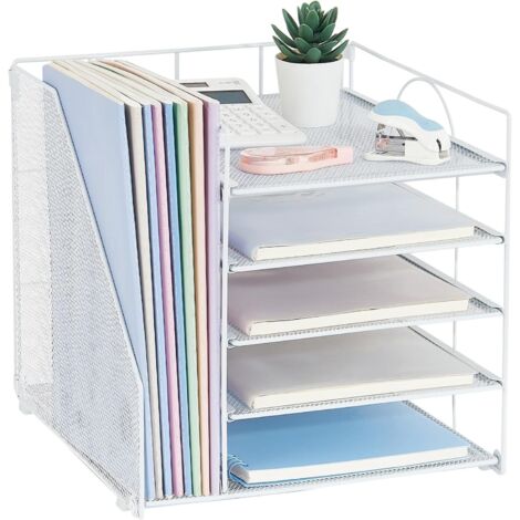 Boîte de rangement de bureau blanche avec dossier (1/5)