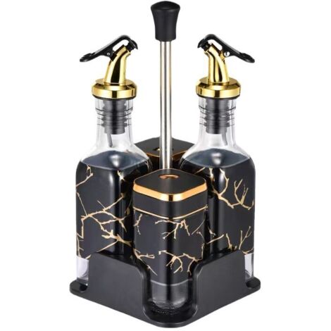 Distributeur d'huile et de vinaigre Tommy 01, noir et or (1/5)