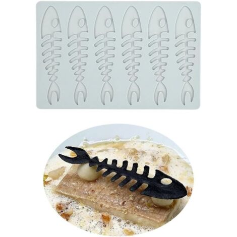 Moule en silicone 3D en forme d'arête de poisson pour bonbons au chocolat (1/4)