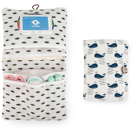 Sac à langer 2 en 1 – Sac portable – Motif baleine bleue – (1/5)