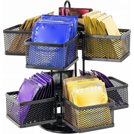 Support de rangement pour sachets de thé rotatif à 360° (1/4)