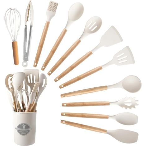 Ensemble de 12 ustensiles de cuisine , blanc cassé (1/5)