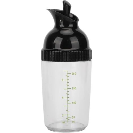 Shaker à vinaigrette, bouteille doseuse en plastique transparent de 200 ml, noir (1/5)