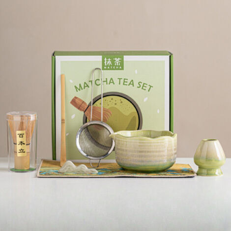 Coffret matcha vert 7 pièces – ustensiles de cérémonie traditionnels (1/5)
