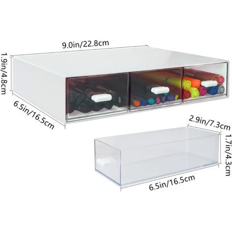 Organiseur De Bureau Avec Tiroirs - Porte-stylos Multifonction, Rangement Pinceaux Maquillage - Design Blanc Moderne, 14,5x13,5x21,5 Cm