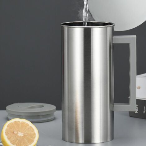 Carafe à Eau En Verre Avec Filtre à Thé Détachable - 1,27L, Poignée Anti-Chaleur, Motif Vertical