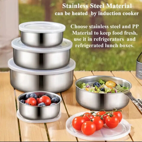 Lot De 3 Récipients Inox 1/6 Avec Couvercle 17,6x16,2x10 Cm - GN Pour Hôtels Et Restauration