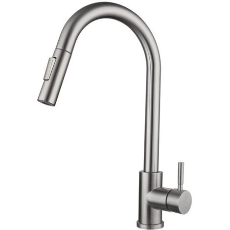 Robinet de cuisine extensible en acier inoxydable avec bec de 38,5 cm de hauteur — (1/3)