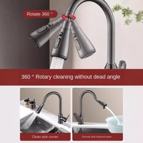 Robinet Pivotant 360° - Mélangeur Eau Chaude/Froide Avec Filtre - Économie D'Eau - Pour Cuisine, Camping-car, Bateau - Installation Facile