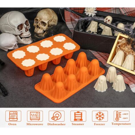 Moule à chocolat en silicone fantôme, moule en silicone fantôme d'Halloween, Moule de décor gommeux fantôme - Fournitures de décoration de cuisine d'Halloween pour gelée, chocolat, bonbons