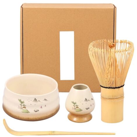 Kit Fouet à Matcha Japonais En Bambou – Accessoire Cérémonie Thé, Jaune, Neuf
