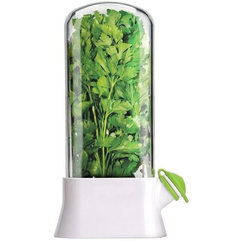 Boîte à herbes pour réfrigérateur – Bocal en verre pour la conservation – Boîte à légumes – Blanc – (1/5)