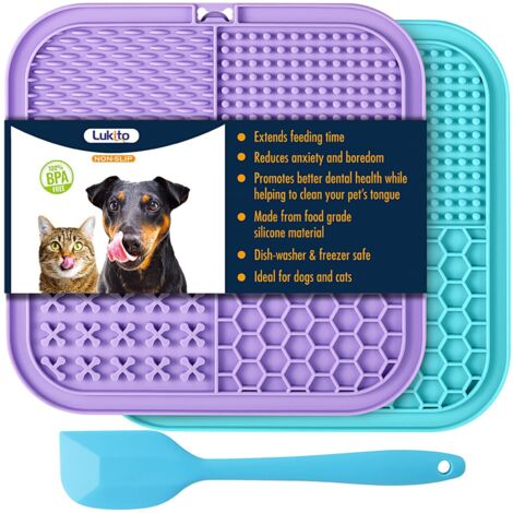 Lot de 2 tapis à lécher avec grattoir, alimentation lente anti-anxiété (1/5)