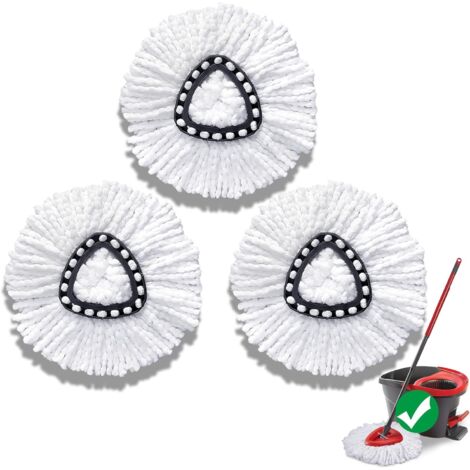 Lot de 3 têtes de rechange blanches pour balai à franges rotatif à 360° (1/5)
