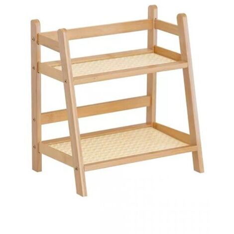 Organiseur de bureau à 2 niveaux avec séparateurs en bois et étagère à épices (1/5)
