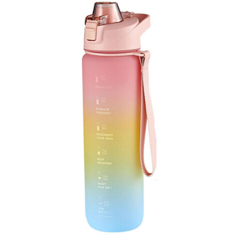 Bouteille de 1 L avec graduation horaire, Gestion du temps cerise rose – (1/5)