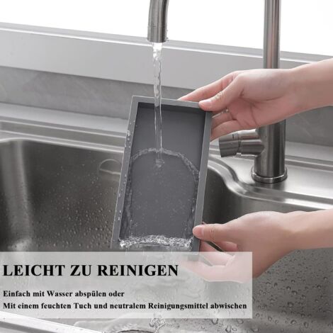 Dadabig Lot De 2 Plateaux Salle De Bain En Silicone - Organisateur Rectangulaire Noir