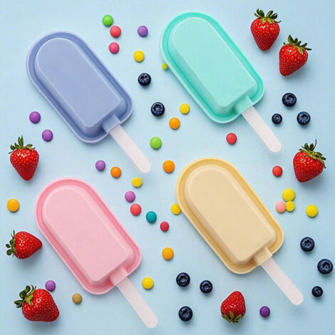 Moule à glaçons en silicone à 4 cavités avec couvercle résistant aux basses températures (1/5)