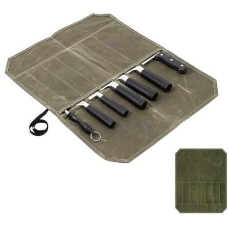 Étui à couteaux de chef en toile Protection multi-compartiments - Outils de cuisine professionnels et porte-couteaux - Porte-lames de sécurité et boîte de rangement multifonctionnelle (1/5)