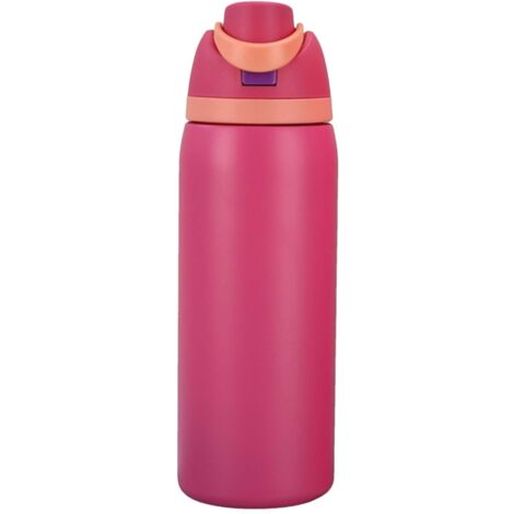 Bouteille d'eau isotherme en acier inoxydable 304, à double paroi, avec poignée et conception anti-fuite, adaptée aux voyages en extérieur et à une utilisation au bureau. (1/4)