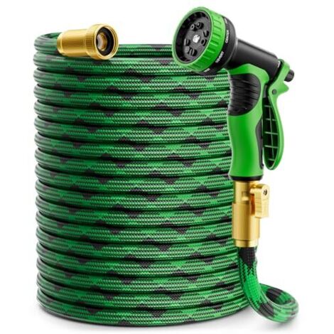 Tuyau d'arrosage, tuyau non extensible, équipé de 10 buses multifonctions, portable, adapté au lavage de voiture et à l'entretien de la pelouse, tuyau long et léger. (1/5)