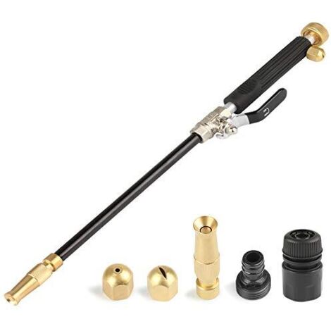 Pistolet de nettoyage à jet haute pression pour tuyau d'arrosage, pistolet de rinçage portable à eau haute pression (avec 3 embouts) pour le nettoyage des jardins et des trottoirs.