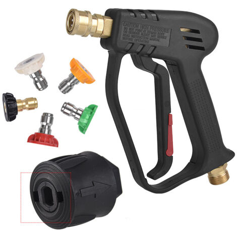 Pistolet de nettoyage haute pression avec 5 buses colorées et connexion rapide des buses. (1/5)