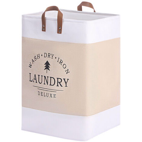 Grand panier à linge pliable et imperméable avec poignées panier à linge séparé pour la chambre et la salle de bain. (1/5)