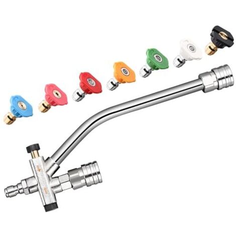 Accessoire de double connecteur pour canon à mousse, accessoire de canon à savon à double tête pour nettoyeur haute pression, avec 7 buses de nettoyage haute pression, sans canon à mousse. (1/5)