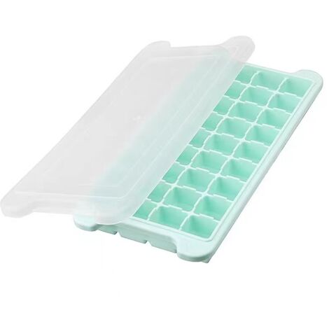 Moule à glaçons en silicone vert avec couvercle (1/5)