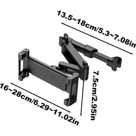 Support Tablette Pour Appuie-tête De Voiture - Ajustable 6-27 Cm, Rotation 360°, Stable, Pour Sièges Arrière - 11