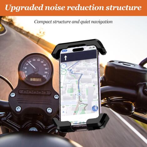 Support Téléphone Universel Pour Guidon Moto/vélo - ABS Noir, Réglable 1.8-3.4 Cm, Compatible 4.7-7"