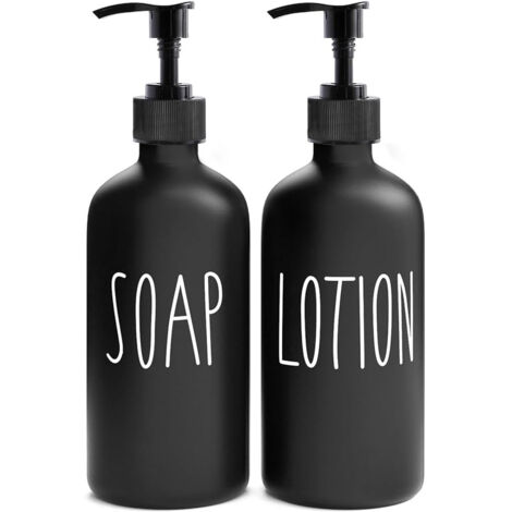 Lot de 2 distributeurs en verre noir, salle de bain et douche (1/5)