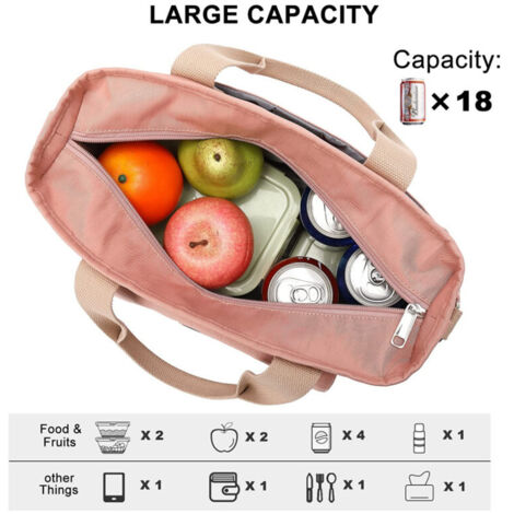 Sac Isotherme Repas Lunch Bag Sac à Déjeuner Bento Fraîcheur Sac Pique-Nique Voyage Portable Et Chic Rose 99235641