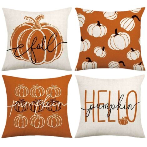 Ensemble de 4 housses de coussin - Halloween - Imprimées - Décoration de lit - (1/5)