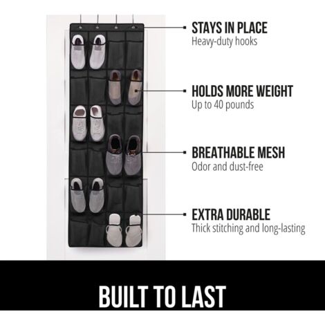 Organisateur De Chaussures Mural à 6 Compartiments – Suspension Sans Outil – En Non-tissé Respirant – Gris, Blanc, Noir – 34x76,5 Cm
