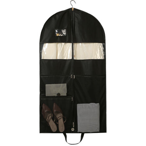 Housse de protection pour vêtements, sac de rangement suspendu pour placard, grand format, noir (1/5)