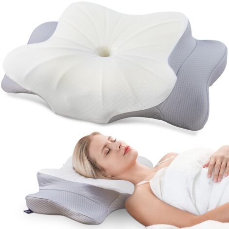 Oreiller orthopédique en mousse viscoélastique, oreiller de soutien cervical ergonomique, adapté à différentes positions de sommeil. (1/5)