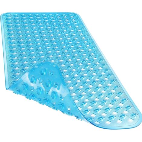 Tapis de bain antidérapant, 87,6 cm x 39,4 cm extra long, bleu transparent (1/5)