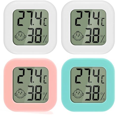 Mini LCD ThermomèTre HygromèTre Interieur NuméRique 4 pièces Thermo HygromèTre Indicateur du Niveau de Confortde Haute PréCision Portable pour Salon EntrepôT Chambre de BéBé Vestiaire-Ensoleillé (1/5)