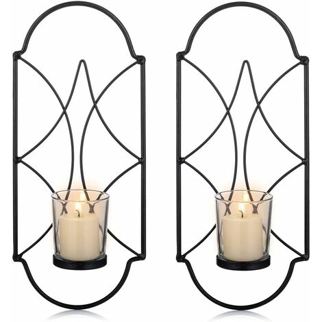 Lot de 2 bougeoirs, bougeoirs muraux pour bougies chauffe-plat-Ensoleillé (1/5)