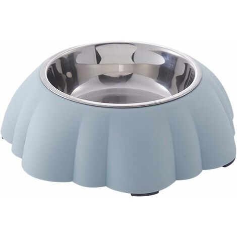 Gamelle en acier inoxydable en forme de citrouille pour chien et chat avec design anti-renversement pour nourriture et eau pour petits chiens et chats 21,5 x 6,5 cm (Bleu)-Ensoleillé (1/5)