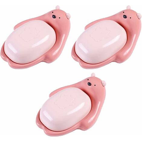 Porte-Savon De Boîte De Savon 3 Pack PP Matériau Savon Plats À Savon for Salle De Bains Douche Comptoir Spray Spray Savon Réglable Boîte De Stockage Disque Creative Réglage d'eau Remork Rose-Ensoleill (1/5)